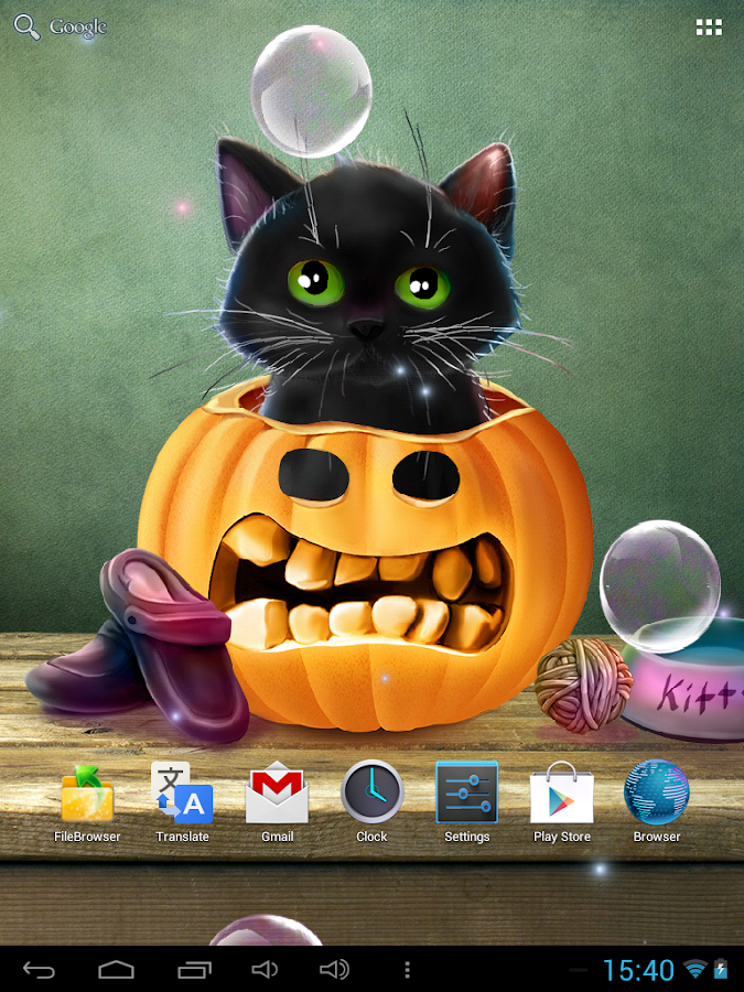 Живые обои Kitty Halloween Live wallpaper для планшетов на Android