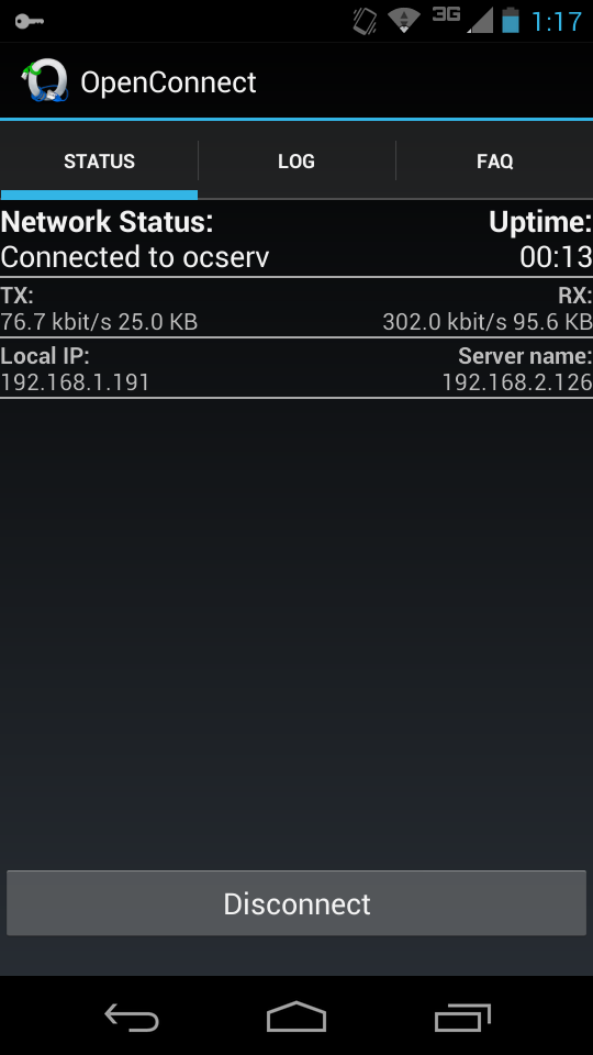 OpenConnect Screen 3