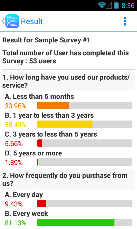  Survey App Lite (ekrano kopija) 