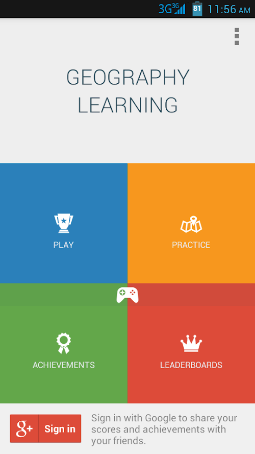 Android application Geography Learning Quiz Game screenshort