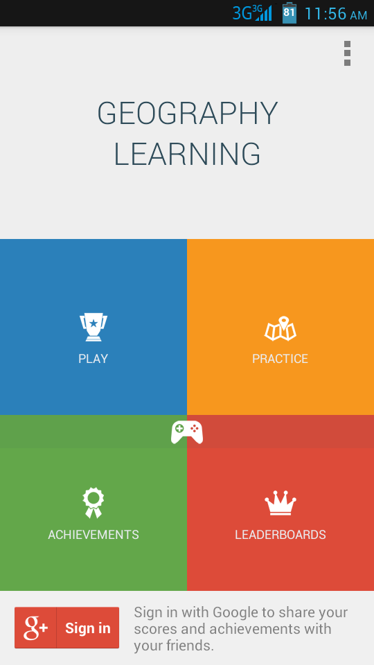 Geography Learning Trivia Quiz Screen 1
