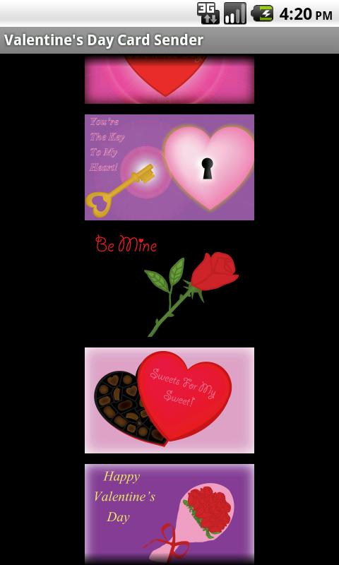 Android application Valentines Day Card Sender screenshort