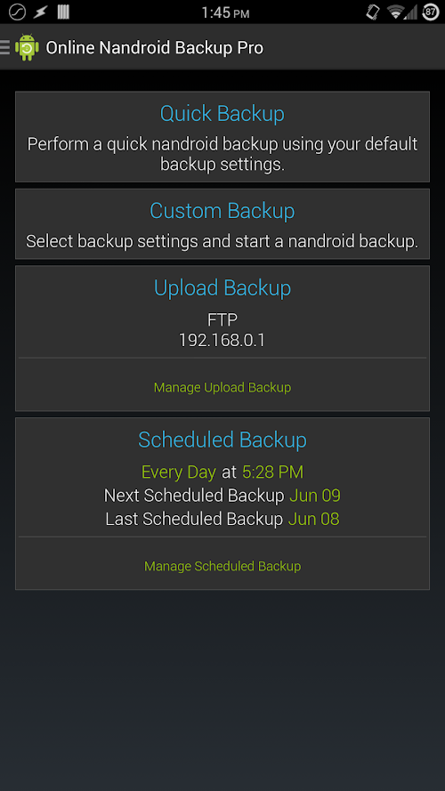 Android application Online Nandroid Backup Pro screenshort