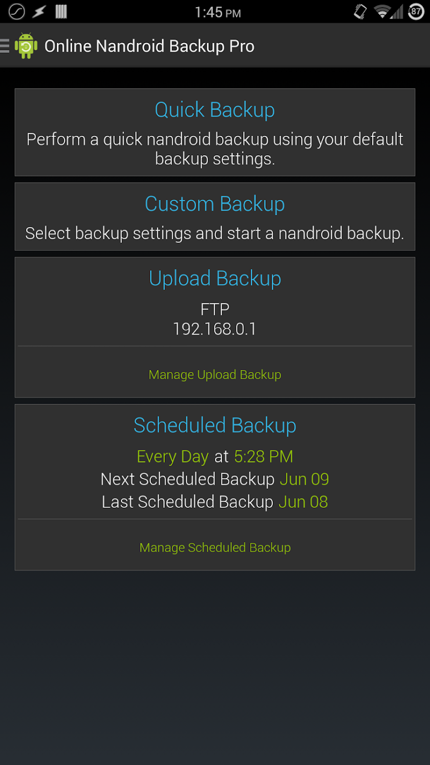 Online Nandroid Backup Pro Screen 1