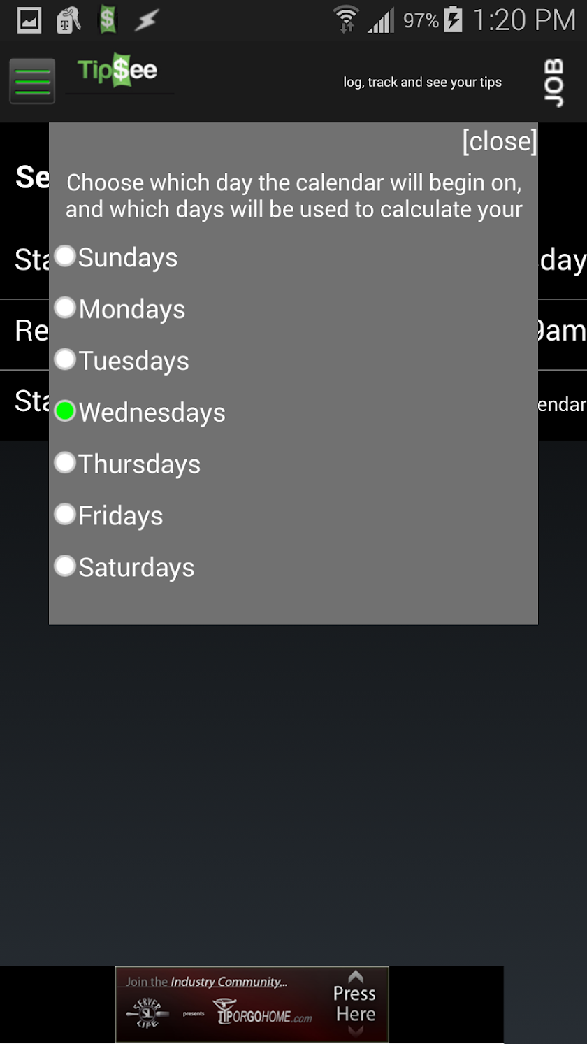 Tip Tracker App - TipSee Plus Screen 3