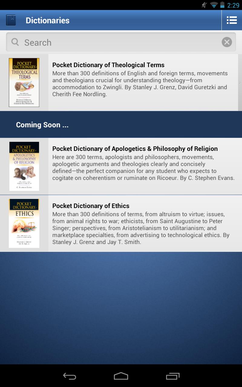 IVP Pocket Reference App Screen 1