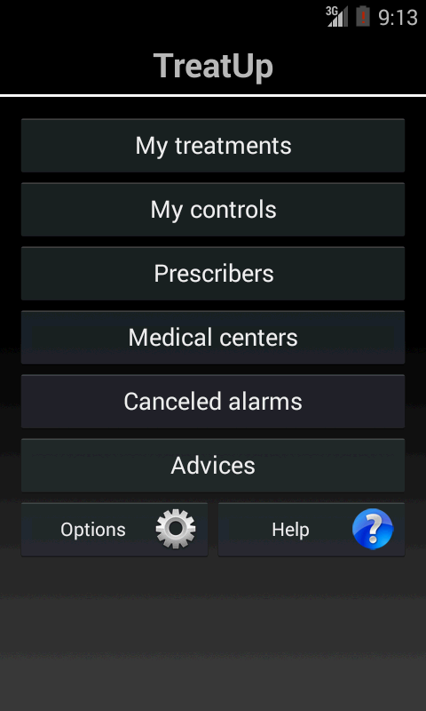 Android application TreatUp med agenda,pill remind screenshort