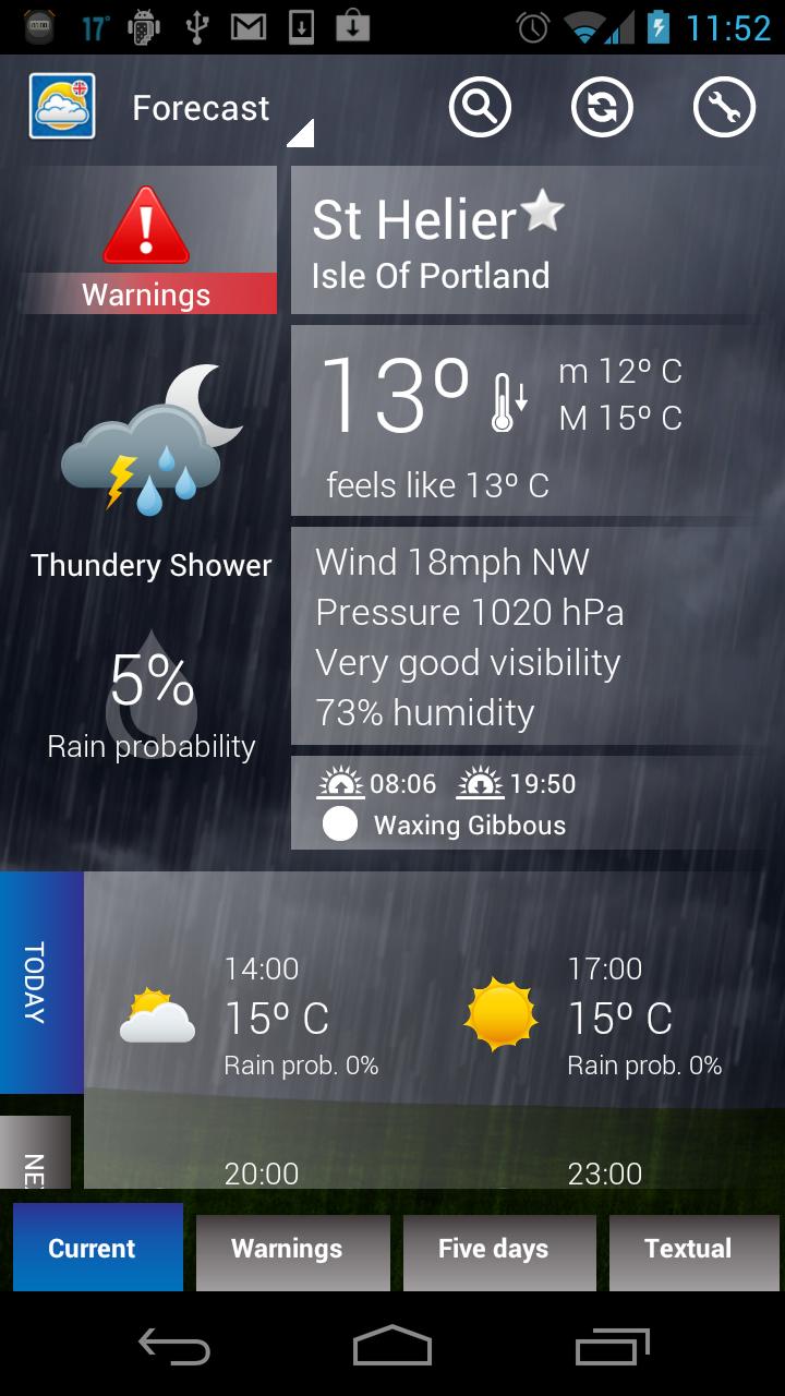 Android application UK Weather Forecast screenshort