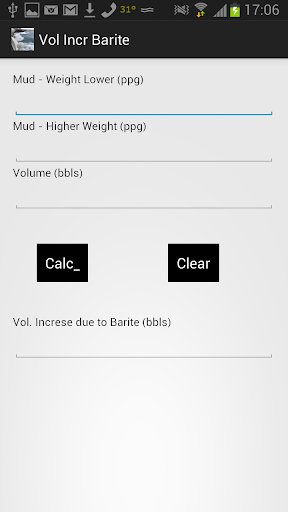 Volume Increase due to Barite