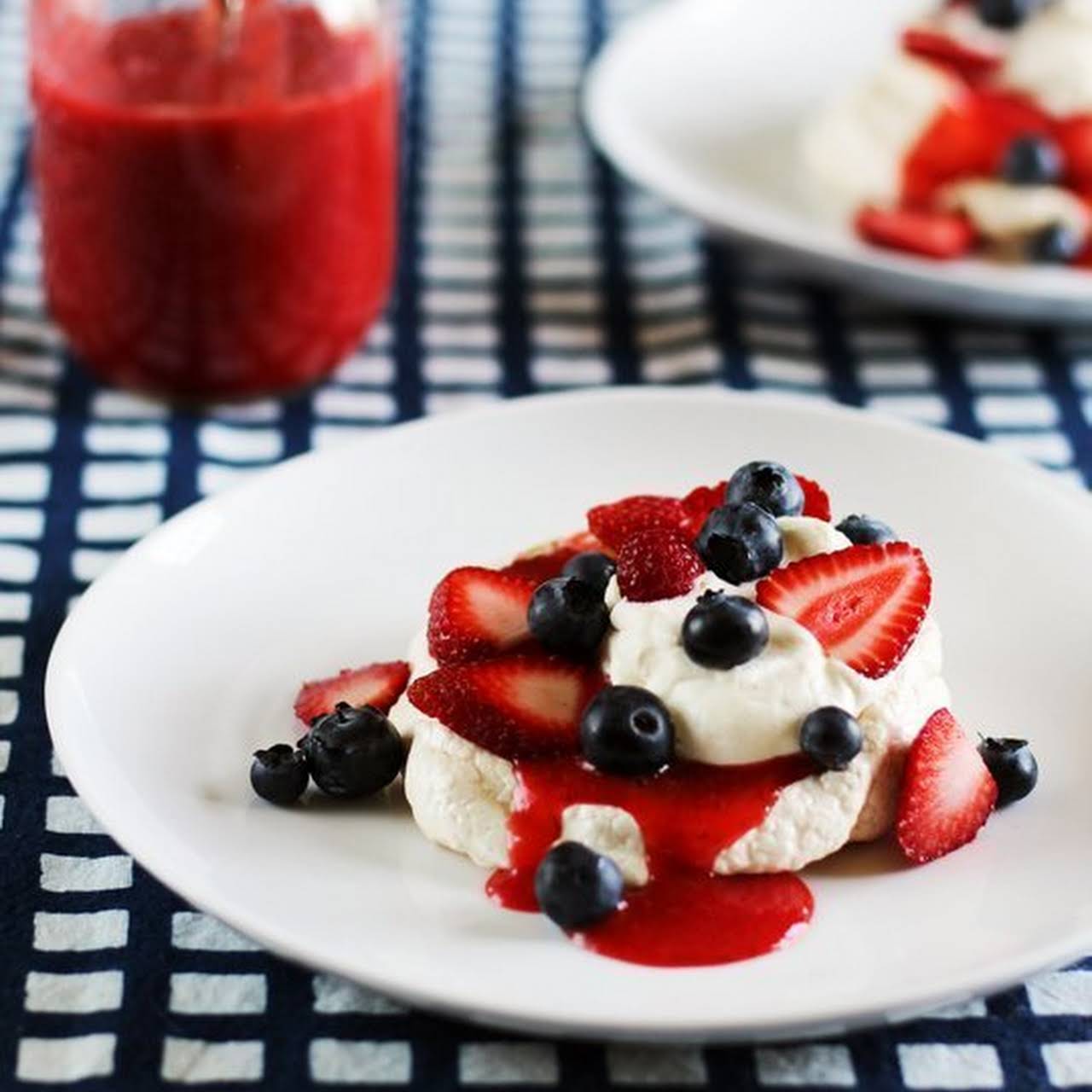 Mini Summer Berry Pavlovas Considering Strawberry Sauce