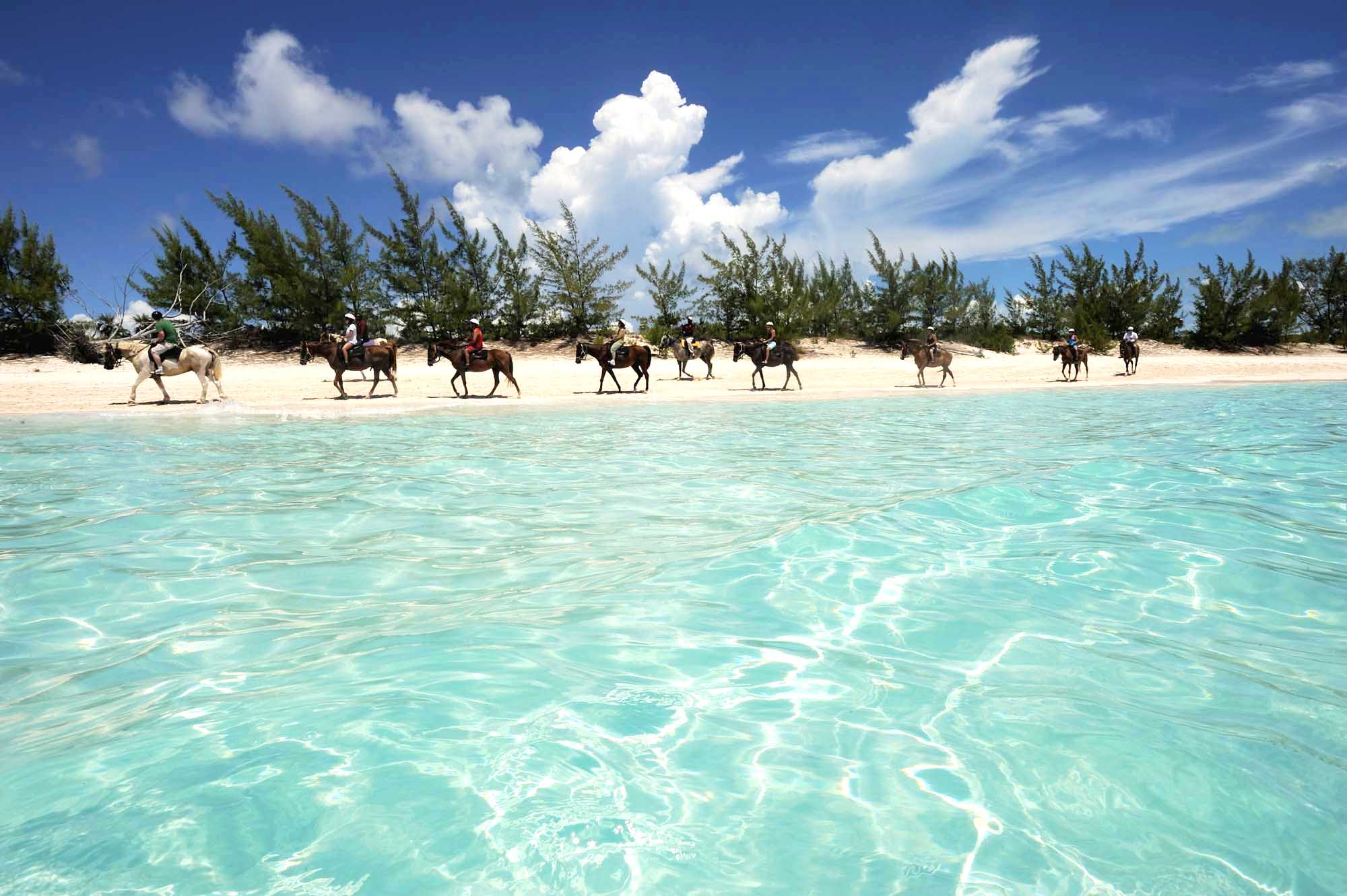 Horseback riding, hiking and nature walks are as popular as the beaches and snorkeling at Half Moon Cay, one of about 700 islands that make up the Bahamas.