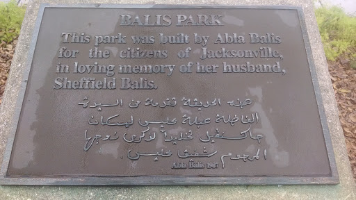 Balis Park Plaque