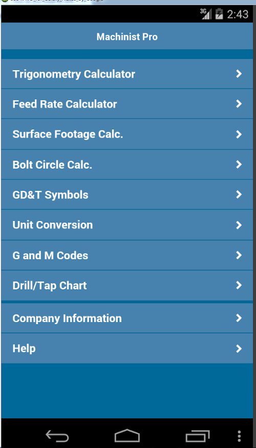 Android application Machinist Calculator Pro screenshort