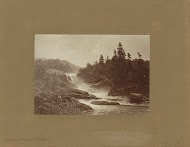 Fotoreproductie van een schilderij met de waterval van Huskvarna door A. Nordgren