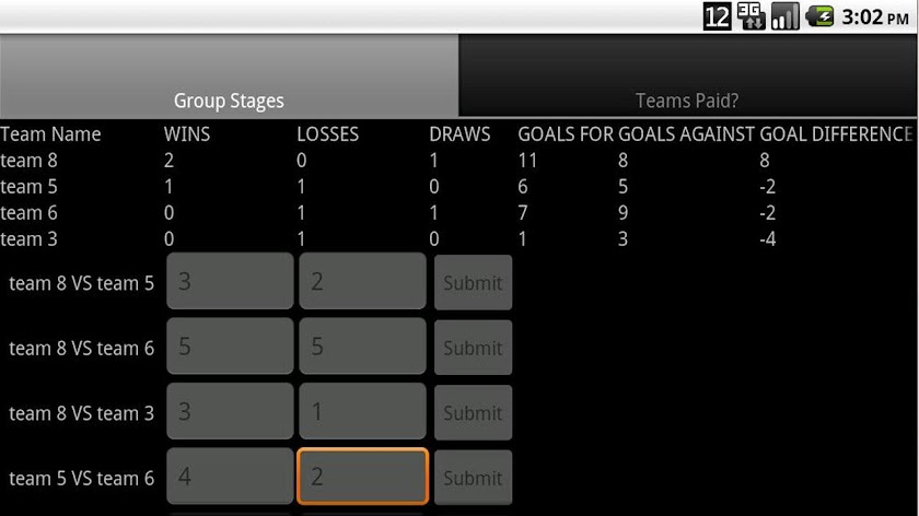 Tournament Organiser Screen 3