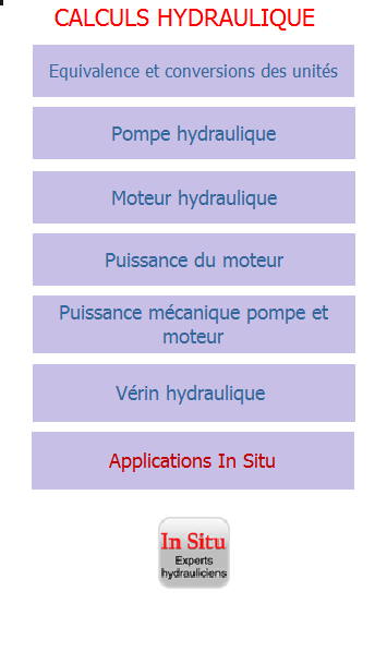 CALCULS HYDRAULIQUES Screen 2