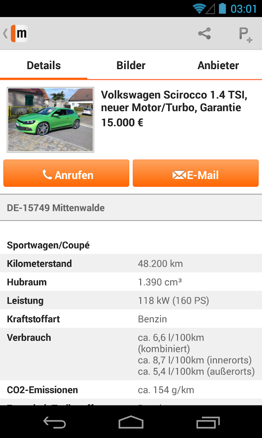 mobile.de - mobile Auto Börse - screenshot