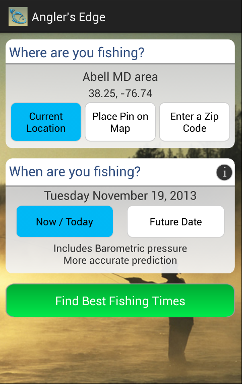 Anglers Edge Solunar Fishing Screen 1