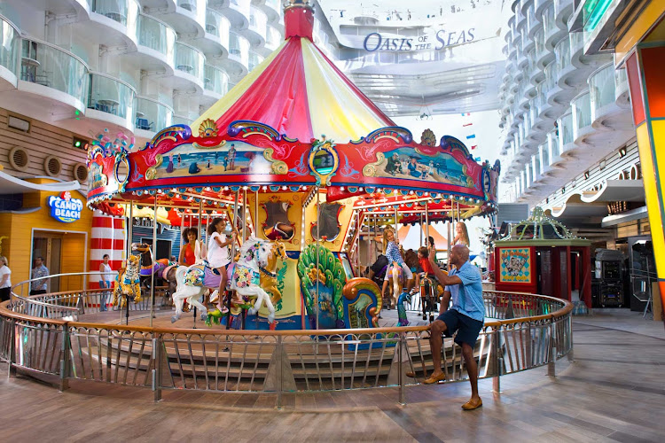 Children will love to take a ride on the carousel on the Boardwalk of Oasis of the Seas.