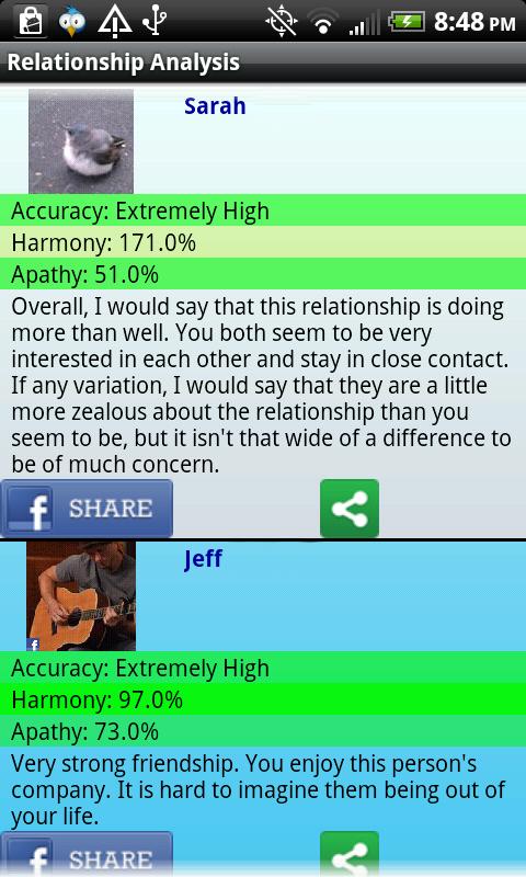 Relationship Analysis PRO Screen 2