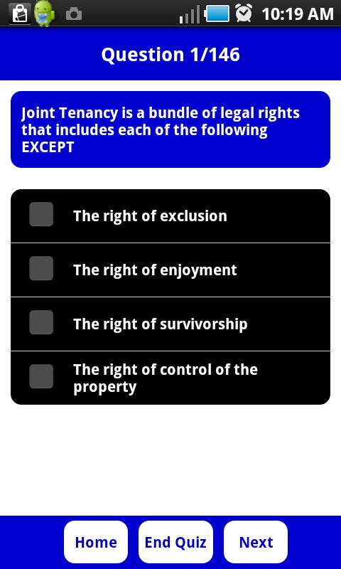 Real Estate Practice Exam Screen 2