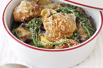 Lemon, broccoli & sesame roast chicken