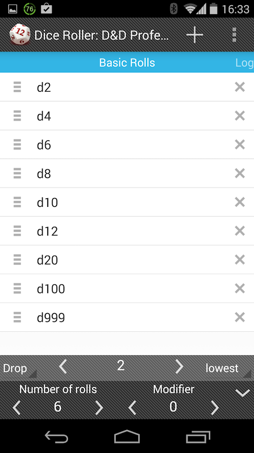 Android application Dice Roller: D&amp;D Professional screenshort