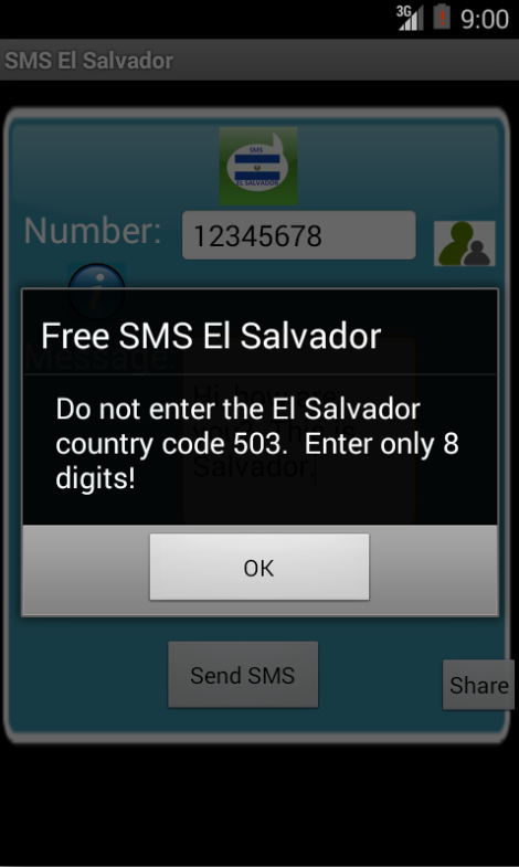 Free SMS El Salvador Screen 2