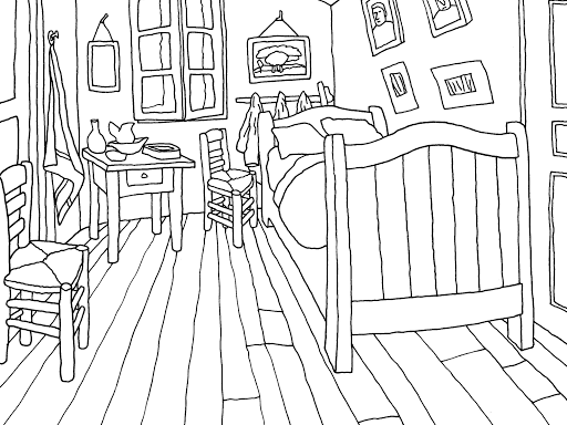 Kleurplaat Van De Slaapkamer Van Gogh Museum