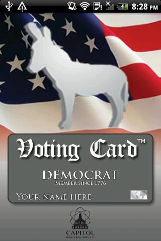 Voting Card Democrat Politics