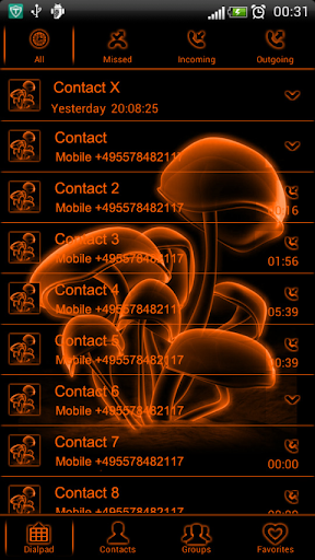 Orange Neon GO contacts theme