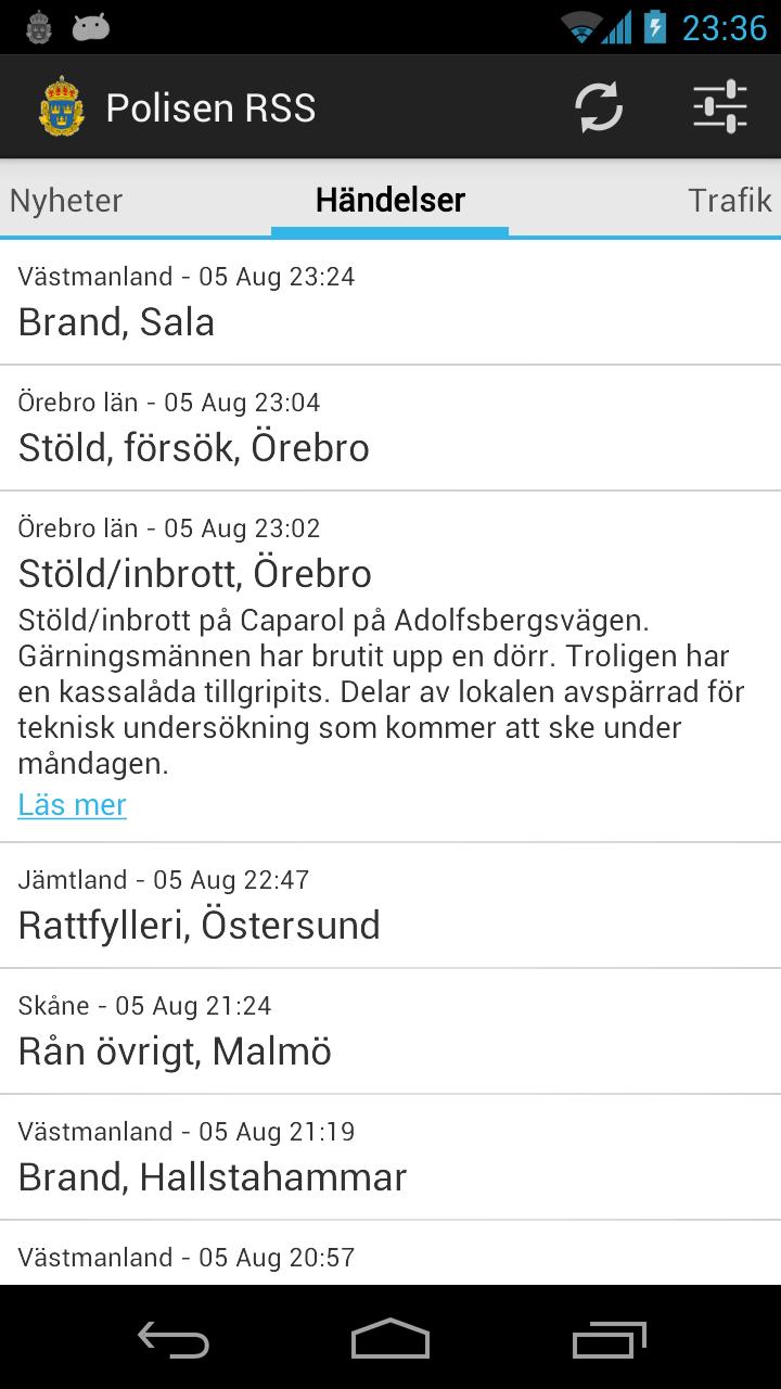 Polisen RSS Screen 2