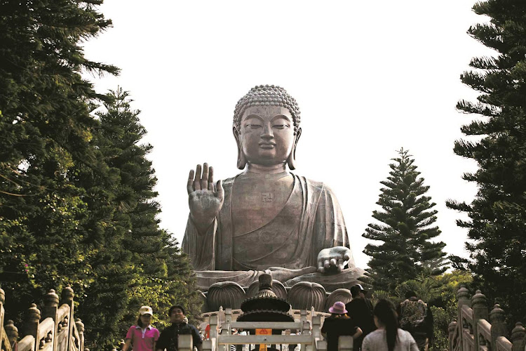 The giant bronze statue of Buddha on Lantau Island, Hong Kong.