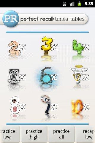 Android application Perfect Recall: Times Tables screenshort