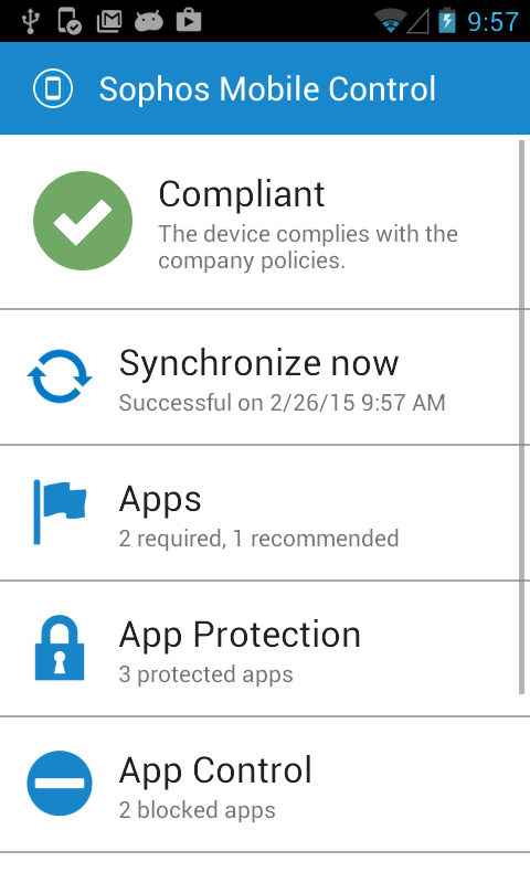 Android application Sophos Mobile Control screenshort