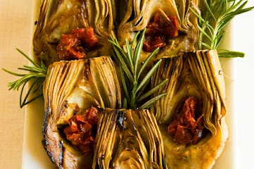 Grilled baby artichokes