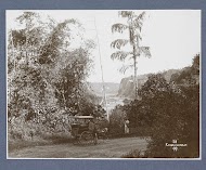 Mannen bij een rijtuig op Sumatra, op de achtergrond Karbouwengat