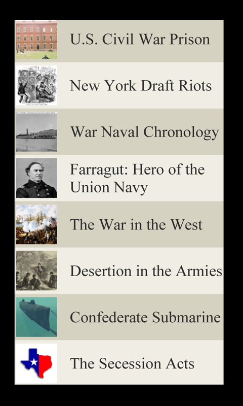 U.S. History Lists - CIVIL WAR Screen 3