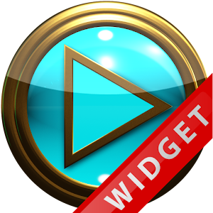 Poweramp Widget Lightblue Gold logo
