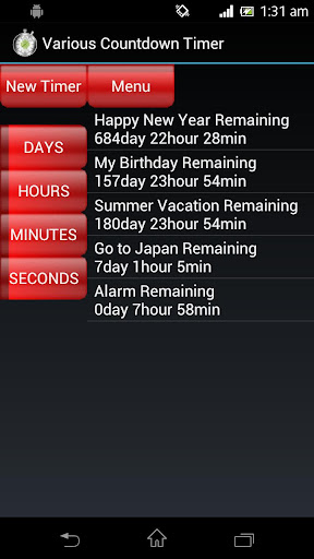 Various Countdown Timer