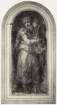 Fotoreproductie van een tekening van Rafaël, Mozes met de tafelen der wet