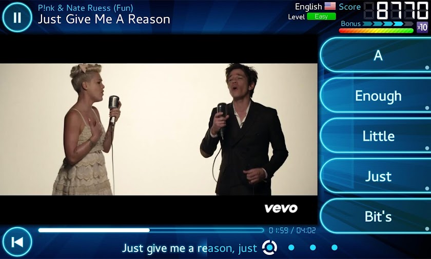 LyricsTap (LyricsTraining) Screen 2