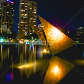 Scuplture at Night by Beate P - City,  Street & Park Night