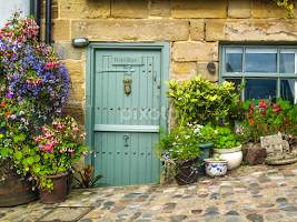 Door with flowers garden in planters by Del Candler - Buildings & Architecture Architectural Detail