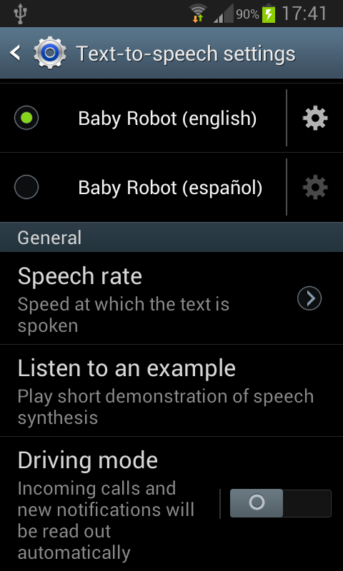 Baby Robot TTS voice (English) Screen 3