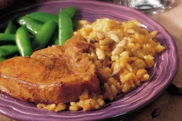 Maple Pork Chops with Pumpkin Risotto