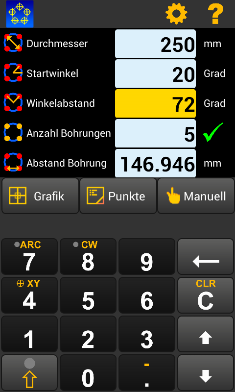 Android application CNC Bolt Pattern screenshort