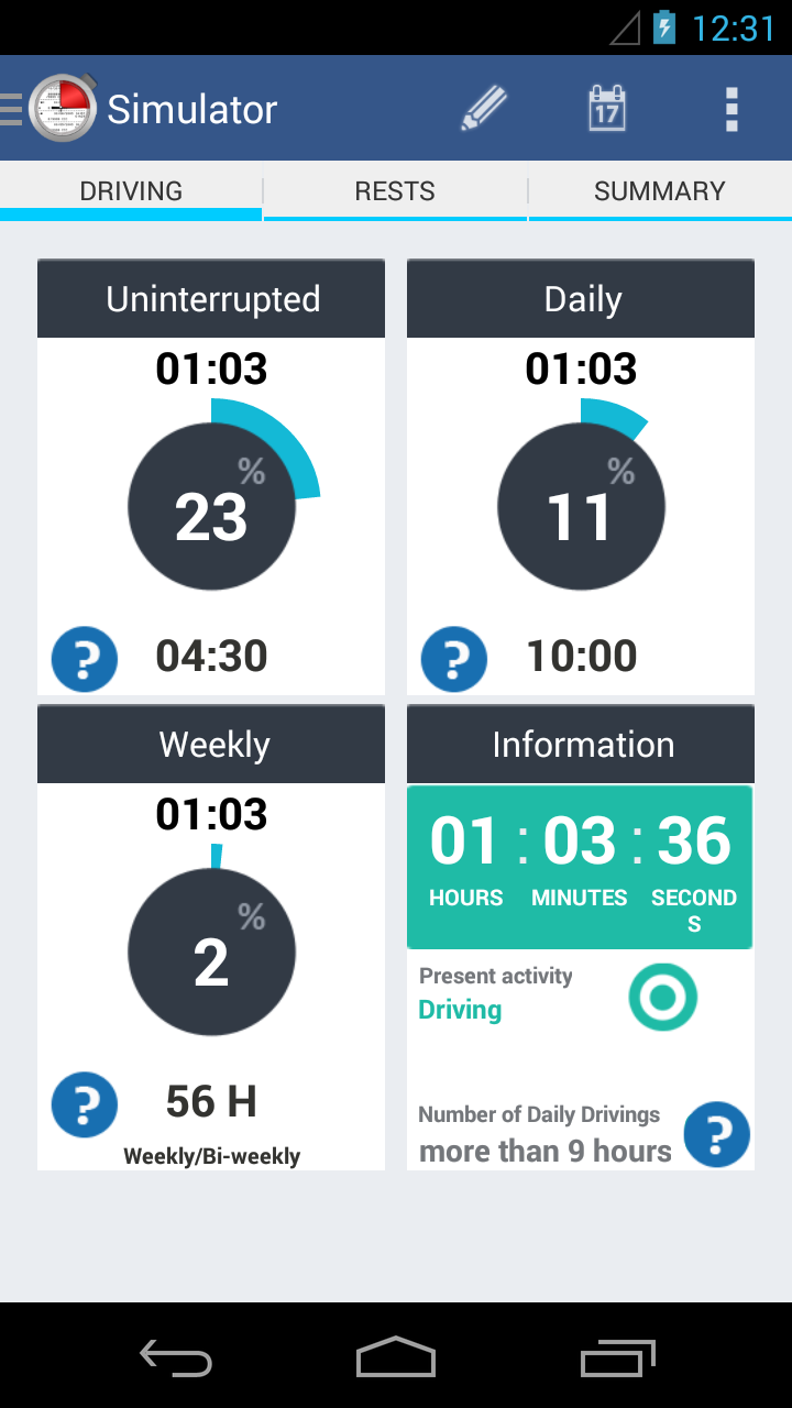 Mobile Tachograph Screen 2
