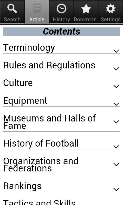 Football Encyclopedia Screen 1
