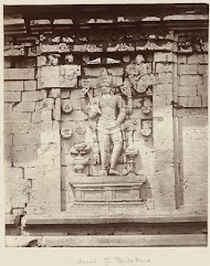 Candi Srikandi, details of the northern niche decorated with a four-armed Vishnu. Dieng Plateau, Wonosobo District, Central Java province, 8th-9th century Indonesia